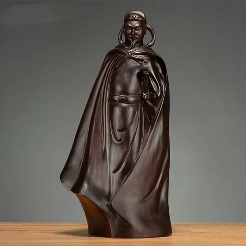 黑檀木雕郑成功摆件英雄人物雕像艺术收藏品纪念品红木雕刻工艺品